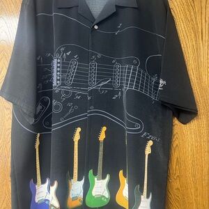 Hard Rock Cafe Black and Blue Guitar Graphic Casual Shirt
